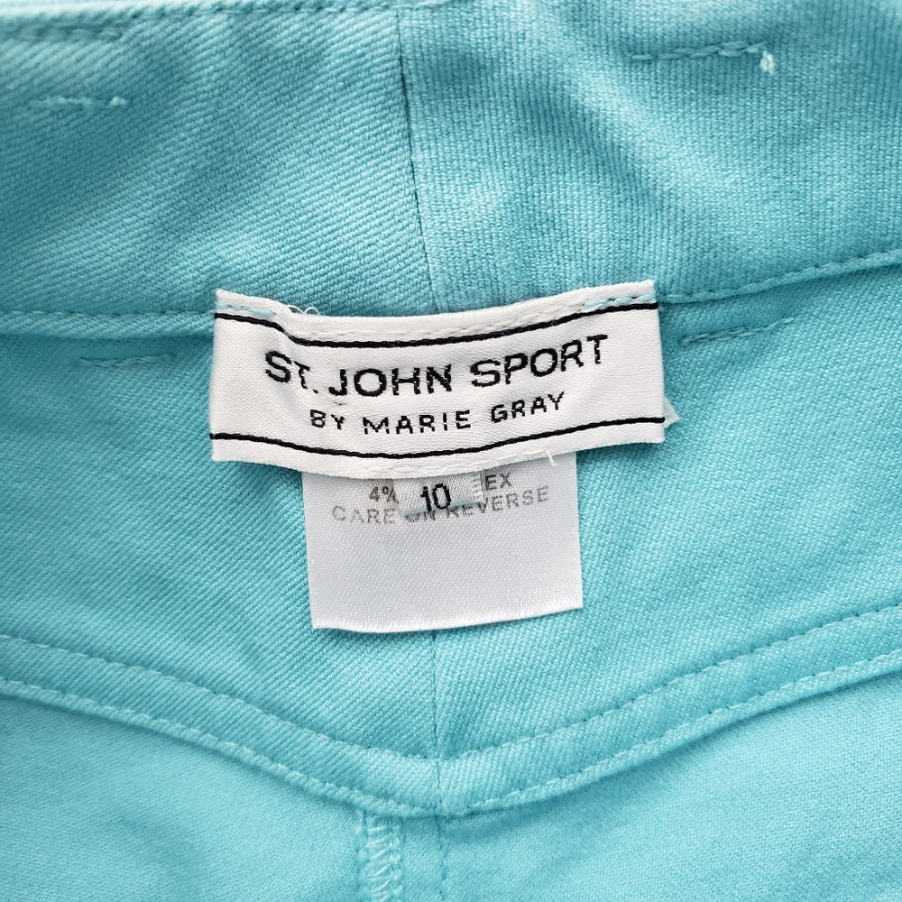 St John Sport by Marie Gray Crop Jeans Aqua Blue size 10 Stretch